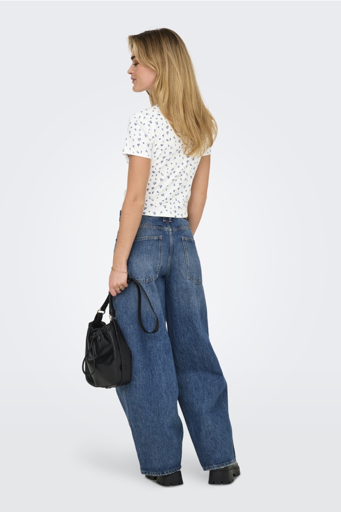 ONLFENJA LIFE SS AOP TOP JRS NOOS 15347986 CLOUD DANCER/BLUE FLOWER